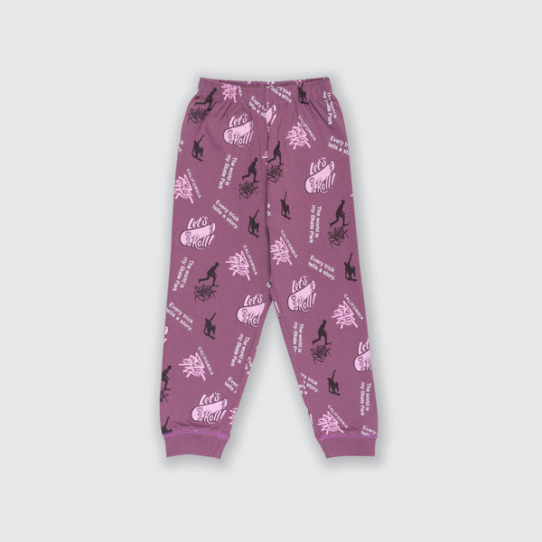 Boy's Essential All Over Print Joggers - Plum