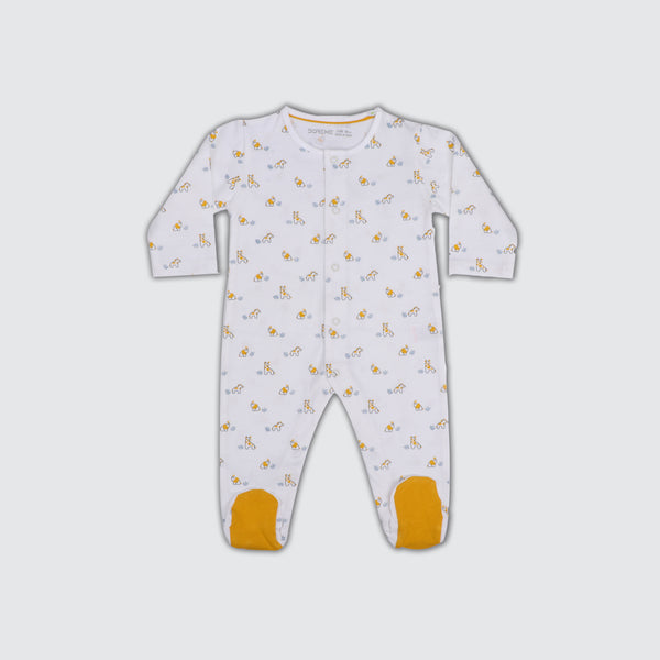 Newborn Romper - Yellow/Off White