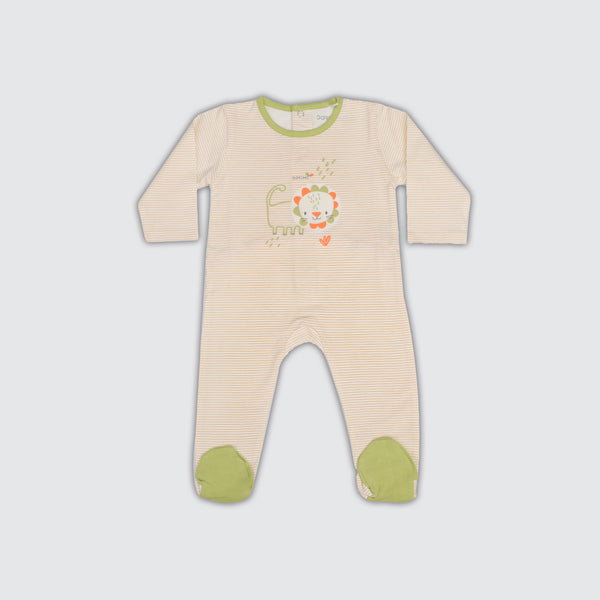 Newborn Romper - Green/Off White