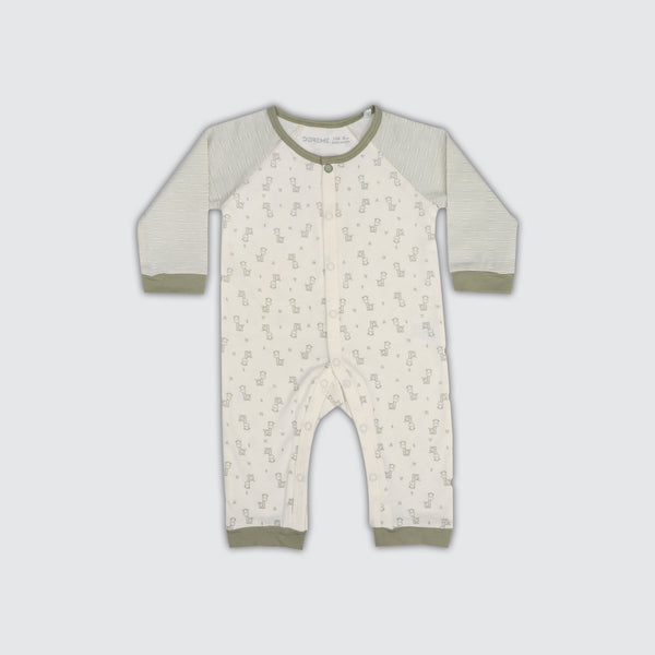 Newborn Romper - Green/Off White