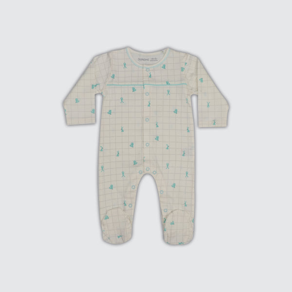 Newborn Romper - Blue/Rabbit Print