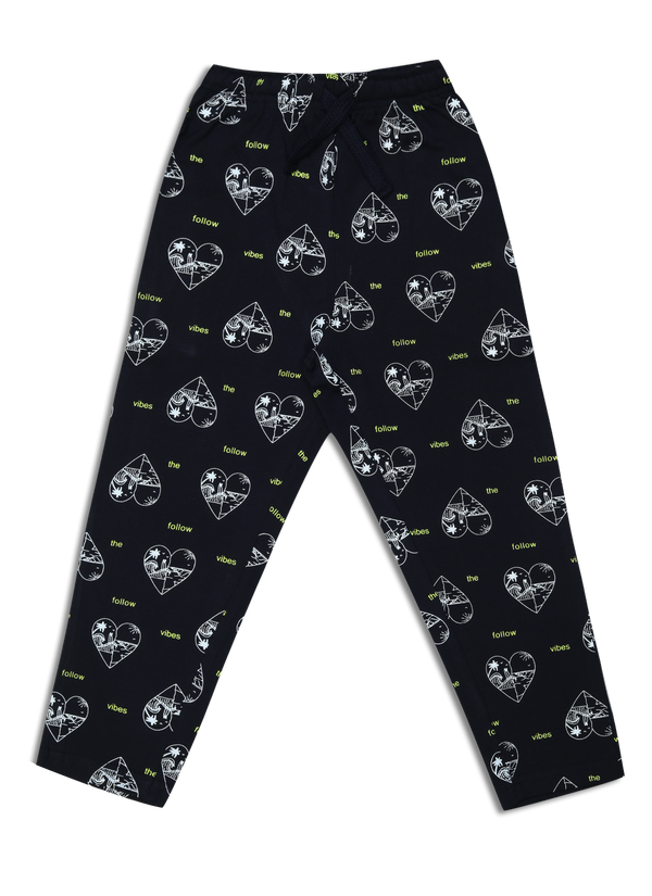 Baby Girl's Printed Track Pant - Space Navy