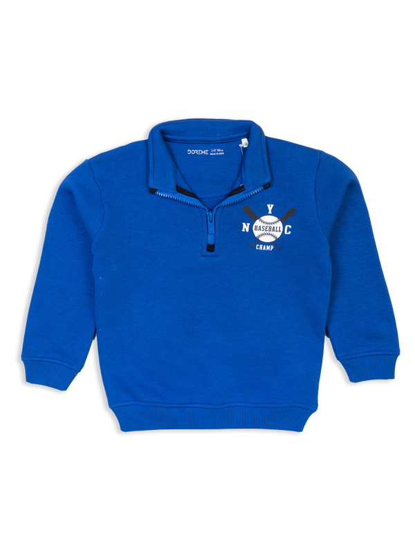 Baby Boys Fleece Quarter Zip Up Sweatshirt - York Blue