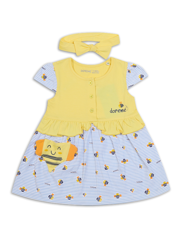 Newborn Bumblebee Stretch Dress - Bumble Yellow