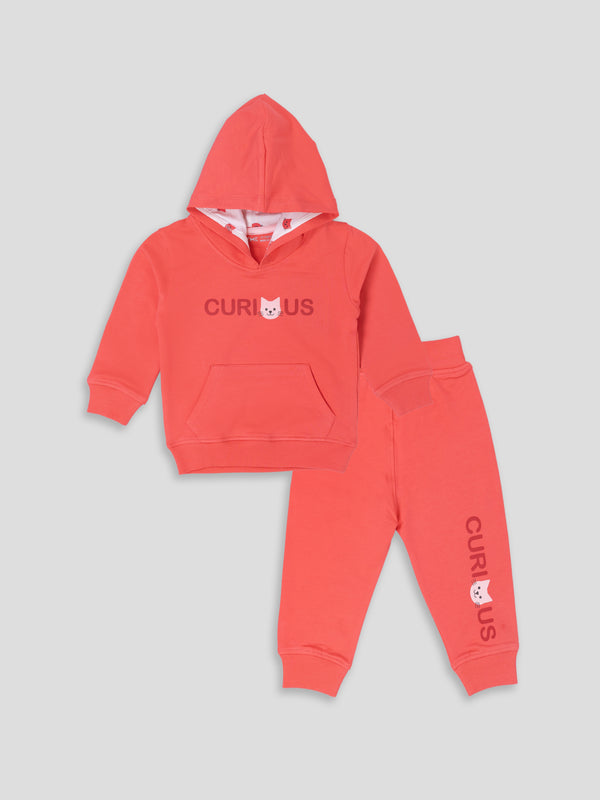 Baby Apex Hoodie Co-Ord Set  - Bright Heart Coral