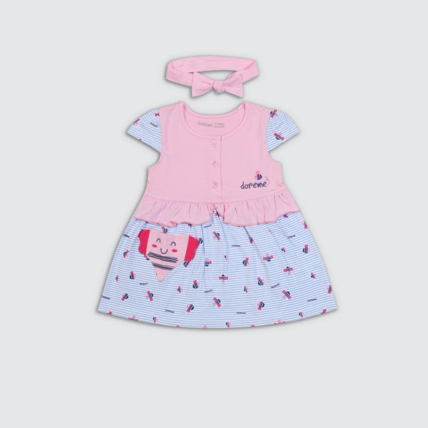 Girl's Bumblebee Stretch Dress - Baby Pink