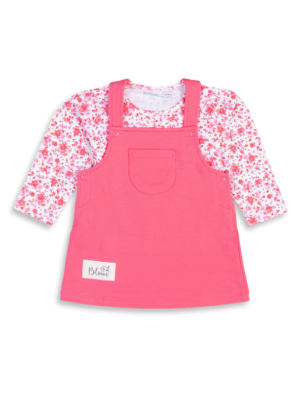 Baby Girl's Bloom Combined Dress - Bondi Pink