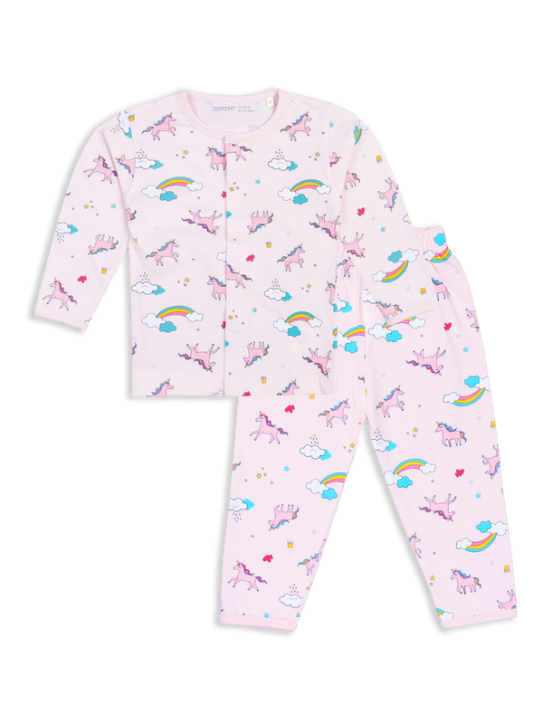 Newborn Front Open Pyjama Set - Pine Pink