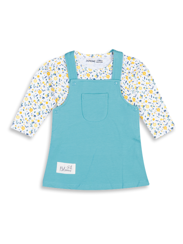 Baby Girl's Bloom Combined Dress - Bondi Blue