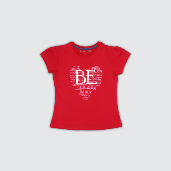 Baby Girls Stretch Printed T-Shirt - Chili Red