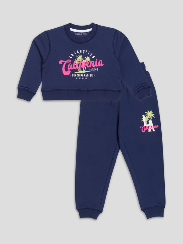 Girl's Apex Crop Co-Ord Set - Formula Navy