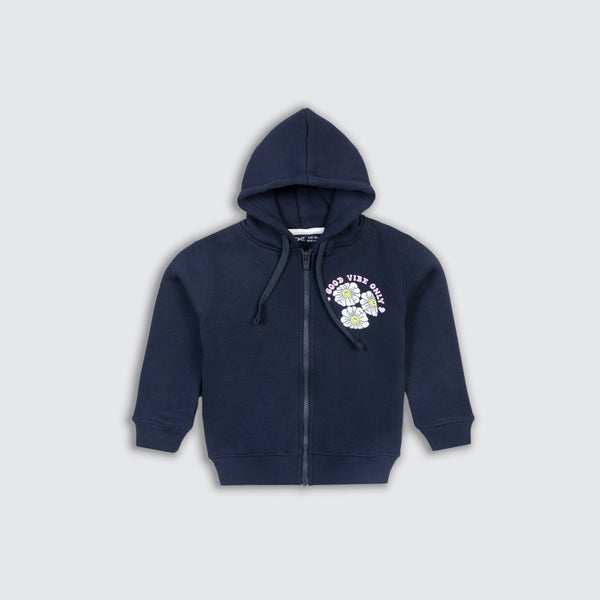 Girl's Fleece Hoodie - Space Navy
