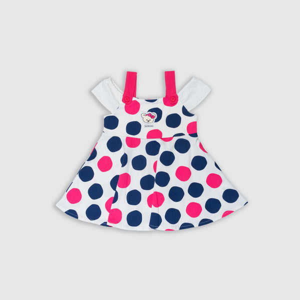 Girl's Bear Patch Dress - Berry Pink