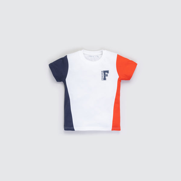 Boy's Colour Block T Shirt - France Flag Printed