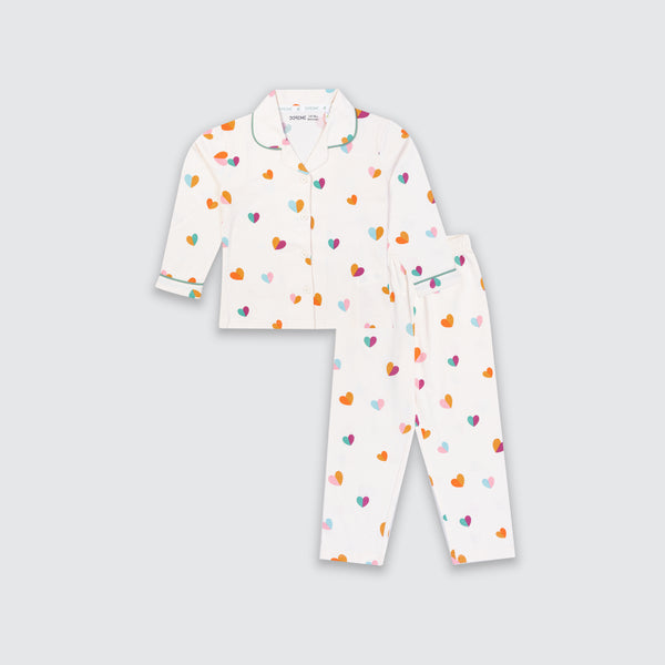 Baby Girls Pyjama Set - Cream Love Printed
