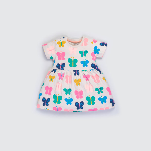 Girl's Stretch All Over Print Dress - Butterfly Print