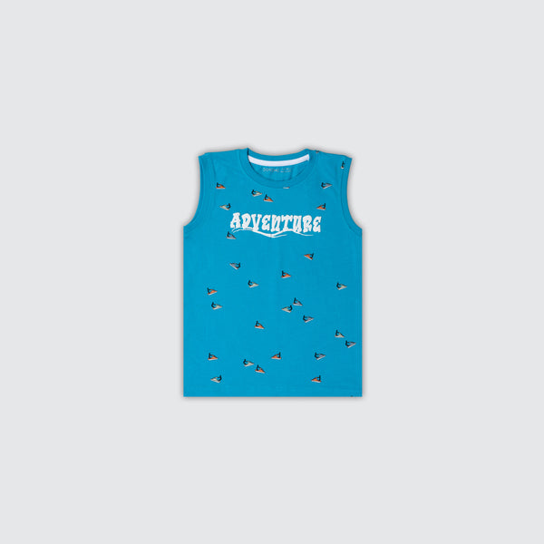Boy's Sleeveless T-Shirt - Surf Teal