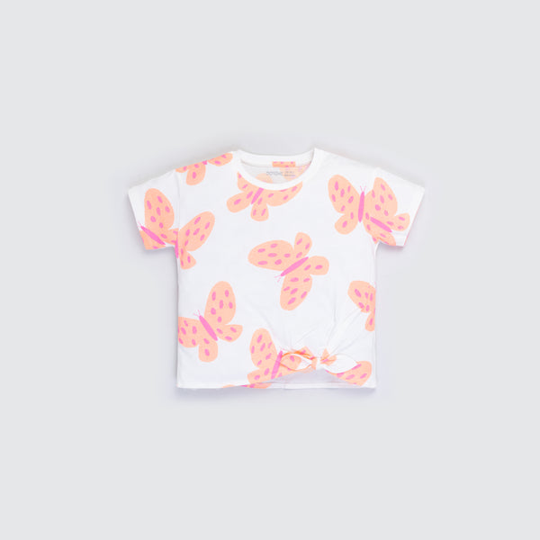 Baby Girl's Knot T-Shirt - Butterfly Printed