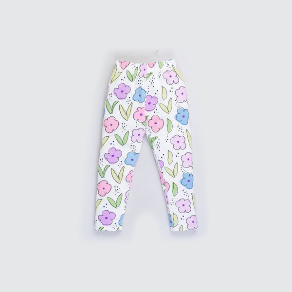 Girl's All Over Print Leggings - Off White