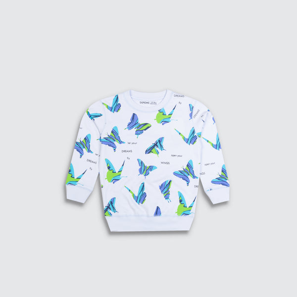 Girls Terry Printed Sweatshirt - Merci Blue