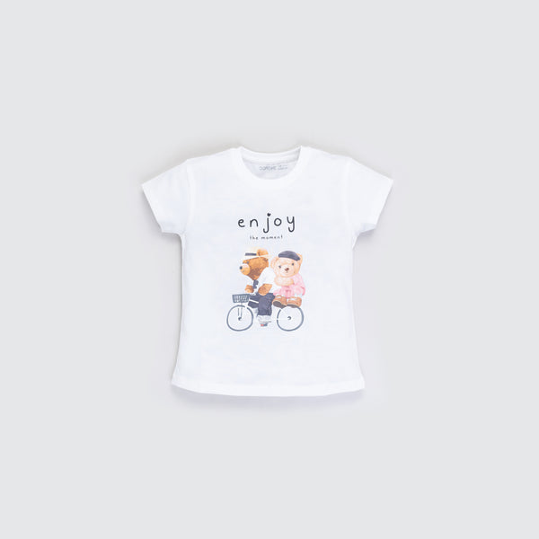 Baby Girl's Versatile T-Shirt - White