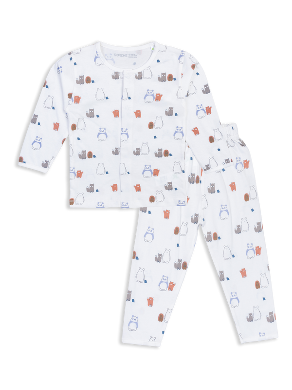 Newborn Front Open Pyjama Set - Off White