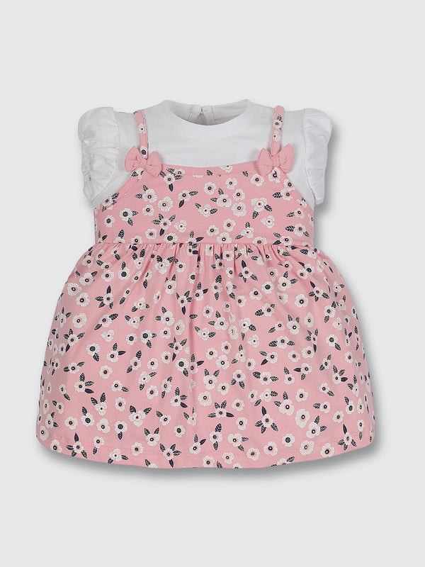 Newborn Stretch Bow Dress - Bubble Gum