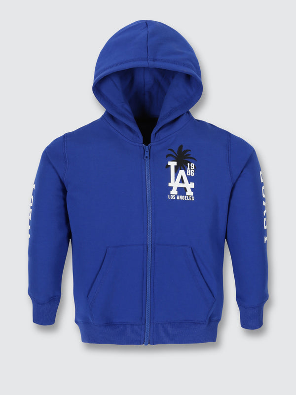 Boys Stretch Brushed Zipper Hoodie - Berry Blue