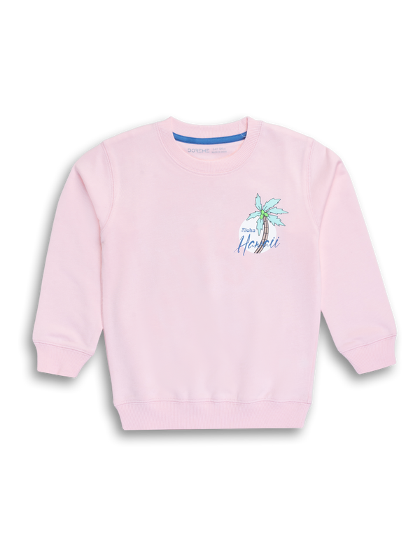 Baby Girls Terry Printed Sweatshirt - Lace Pink