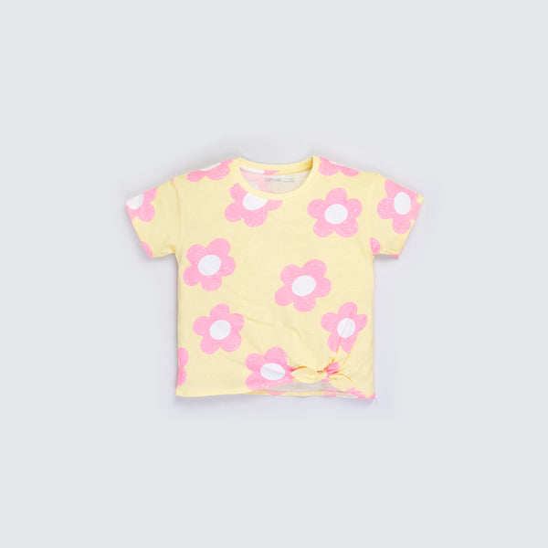 Baby Girl's Knot T-Shirt - Flower Printed