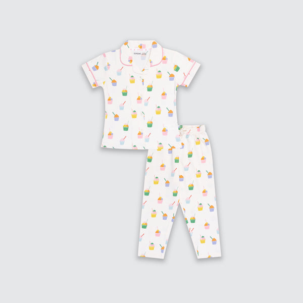 Girls Pyjama Set -  Ice Cream Printed