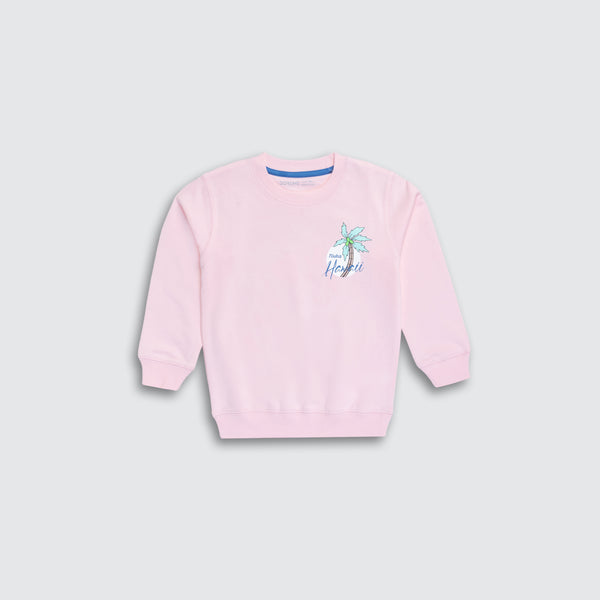 Baby Girls Terry Printed Sweatshirt - Lace Pink