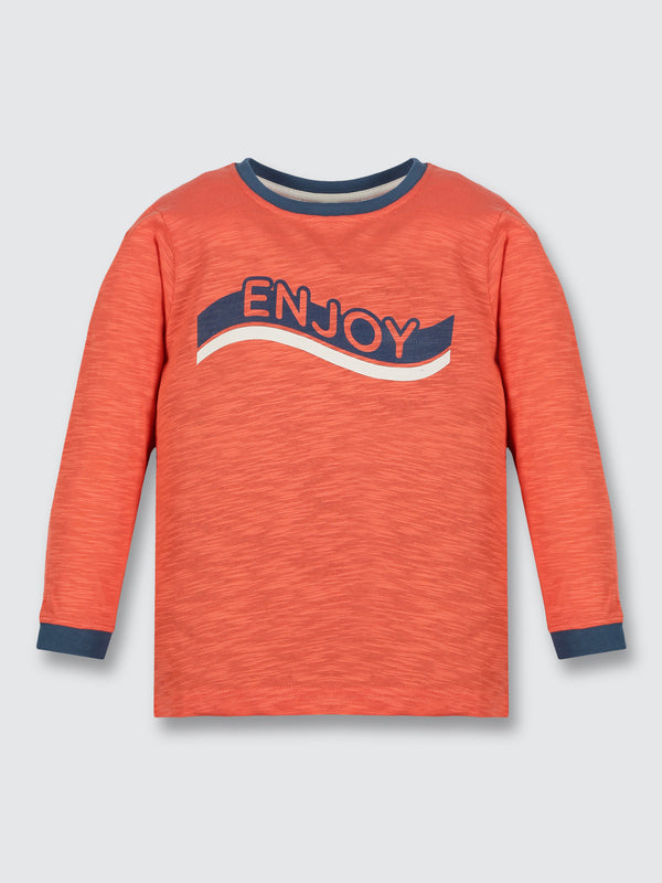 Baby Boys Long Sleeve T-Shirt - Candy Orange