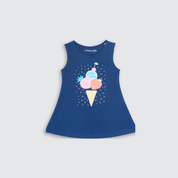 Baby Girl's Stretch Dress - Paint Navy