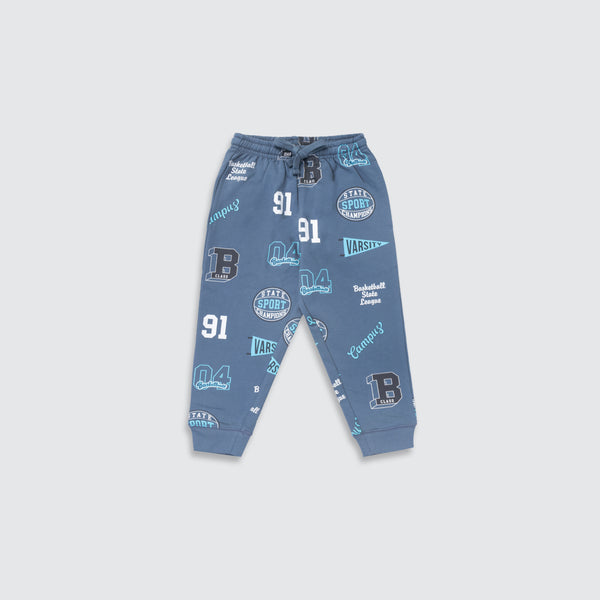 Boy's Fr. Terry All Over Print Joggers - Whale Blue