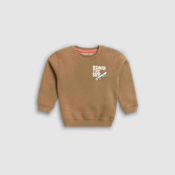 Boys Printed Sweatshirt - Mid Khaki