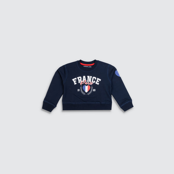 Girl's Apex Crop Sweatshirt - Heart Navy
