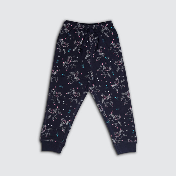 Girl's Printed Joggers - Yale Blue