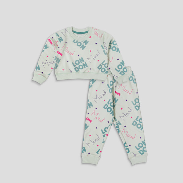 Girl's Apex Crop Co-Ord Set - Milan Green