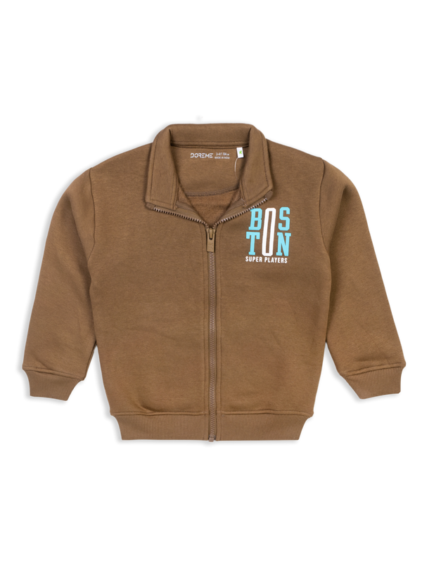 Baby Boys Zipper Sweatshirt - Mid Khaki