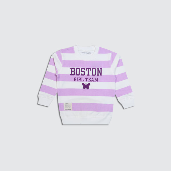 Baby Girls Terry Stripe Sweatshirt - Boston Print