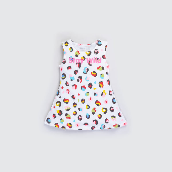 Girl's Stretch All Over Print Dress - Leopard Print
