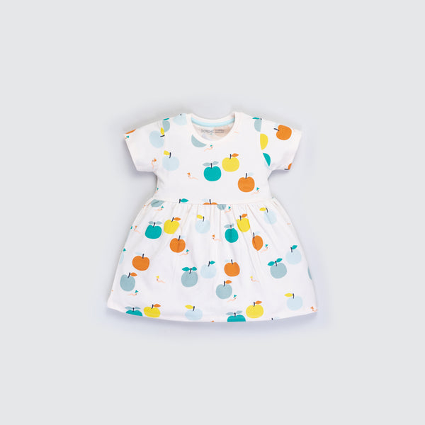 Girl's Stretch All Over Print Dress - Apple Print