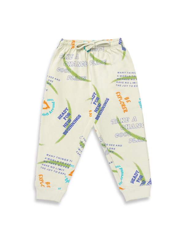 Boy's Fr. Terry All Over Print Joggers - Frog Green