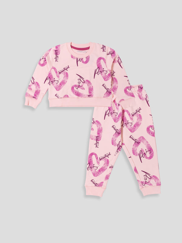 Girl's Apex Crop Co-Ord Set - Club Pink