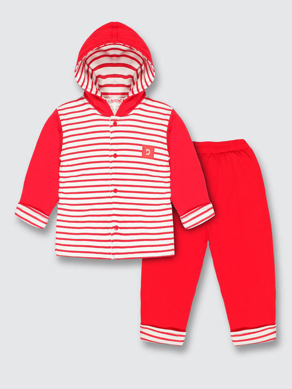 Newborn Hoodie Padded Suit  - Imperial Red