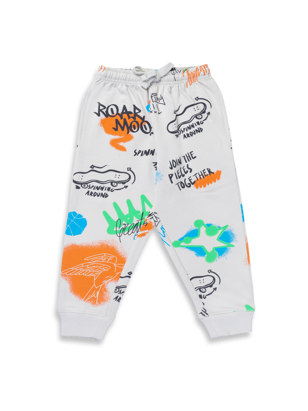 Boy's Fr. Terry All Over Print Joggers - Smoke