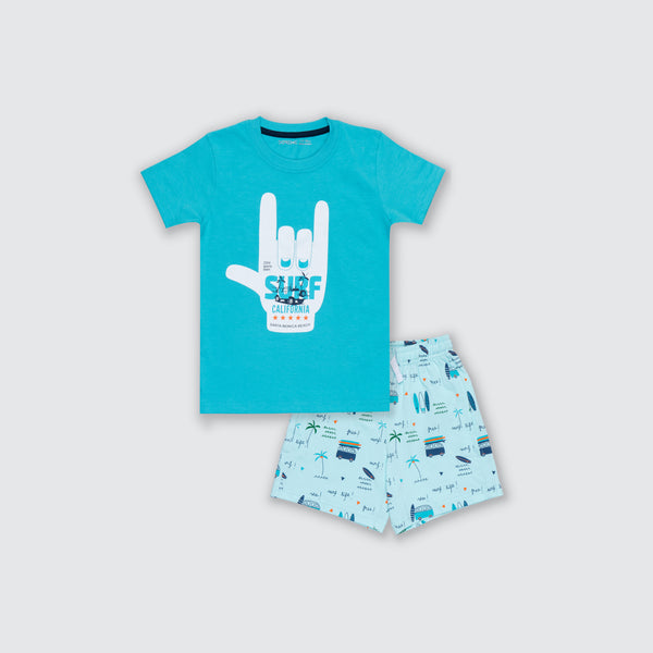 Boy's Shorts Set - Shark Blue/Tiffany Blue