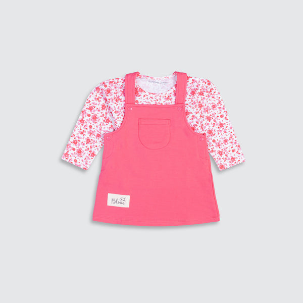 Baby Girl's Bloom Combined Dress - Bondi Pink