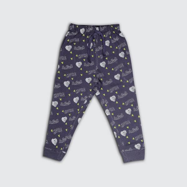 Girl's Printed Joggers - Prussian Blue